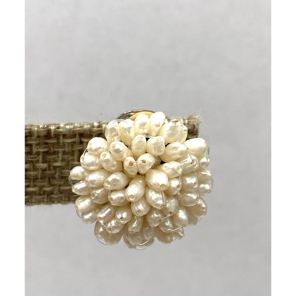 Vintage Rice Pearls Hand Wired Round Button Clip Back Earrings Clips Clip Ons - Picture 8 of 9